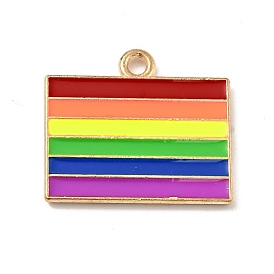 Alloy Enamel Pendants, Light Gold, Pride Flag/Rainbow Flag Charms