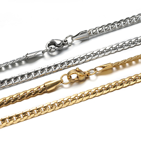 304 Stainless Steel Curb Chains Necklaces, with Lobster Claw Clasps, 23.6 inch(60cm), 4mm