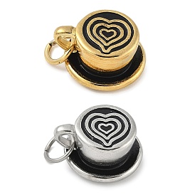 Кофейная чашка с сердцем 304 эмалированные подвески из нержавеющей стали, с целью перехода в кольце