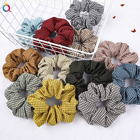 Retro Plaid Fabric Hair Scrunchies for Ponytail Hairstyles