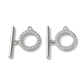 Реечное покрытие латунь микро паве прозрачный кубический цирконий застежки-тоггл, без свинца и без кадмия, кольцо