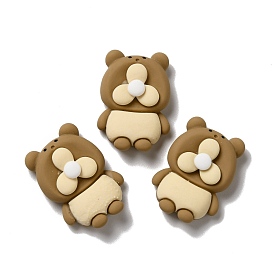 Opaque Resin Cabochons, Bear-shapes Mini Fan