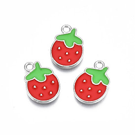 Crémaillère placage pendentifs en émail d'alliage, sans cadmium et sans plomb, fraise
