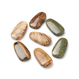 Natürlicher grüner Granit & Bilderjaspis & Tigerauge Perlen, oben gebohrt, Rechteck