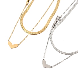 201 двухслойные ожерелья из нержавеющей стали с подвеской в виде сердца для женщин