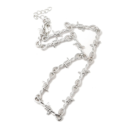 Alloy Thorns Link Chain Necklace, Punk Barbed Wire Necklace for Men Women