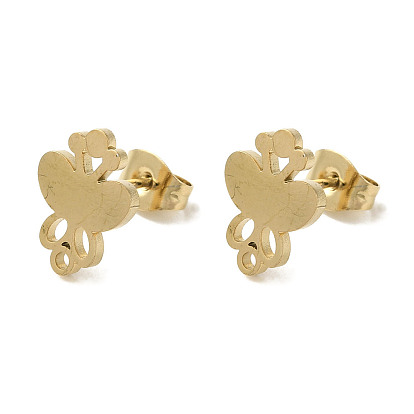 Ion Plating(IP) 304 Stainless Steel Studs Findings, Butterfly