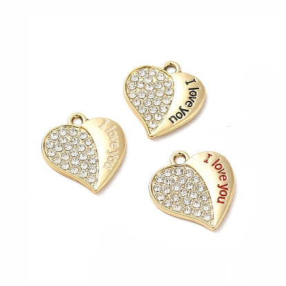 Alloy Rhinestone Pendants, Enamel Style, Heart for Valentine's Day