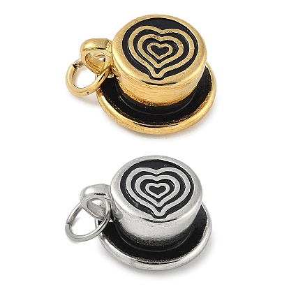 Кофейная чашка с сердцем 304 эмалированные подвески из нержавеющей стали, с целью перехода в кольце