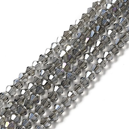 Transparent Electroplate Glass Beads Strands, AB Color Plated, Faceted Bicone