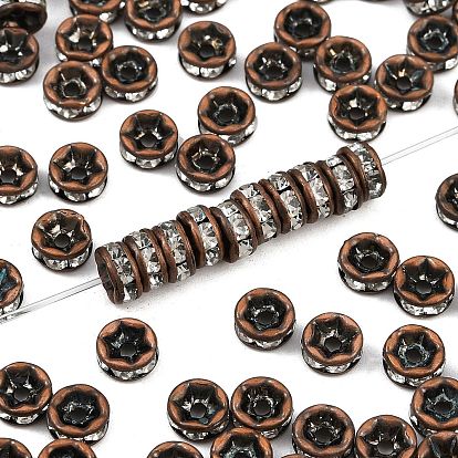 Латунные бусины разделители для поставки стразов, класс AAA, прямой фланец, Красный цвет металлической меди, рондель, 5x2.5 мм, отверстие: 1 мм