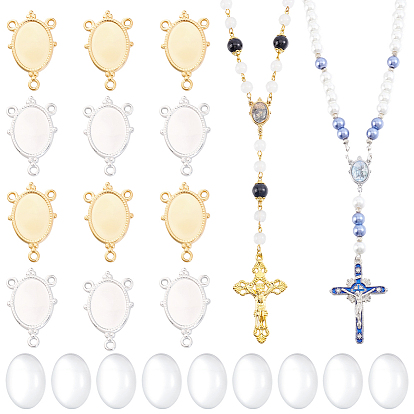 DIY-Set zum Zusammenbauen von ovalen Kronleuchterkomponenten, einschließlich 304 Edelstahl-Cabochon-Anschlusseinstellungen, oval Glas Cabochons