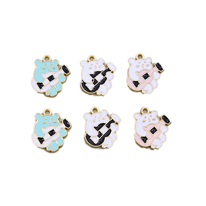 Подвески из эмали и сплава, панда с подвеской в виде гитары, золотой свет