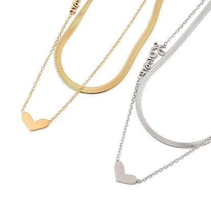 201 двухслойные ожерелья из нержавеющей стали с подвеской в виде сердца для женщин