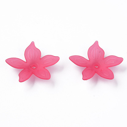 Transparent Acrylic Beads, Frosted, Flower