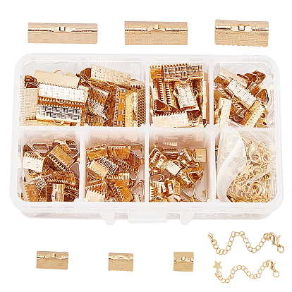 Brass Ribbon Crimp Ends, Mixed Shapes