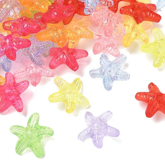 Abalorios de acrílico transparentes, ningún agujero, estrella de mar