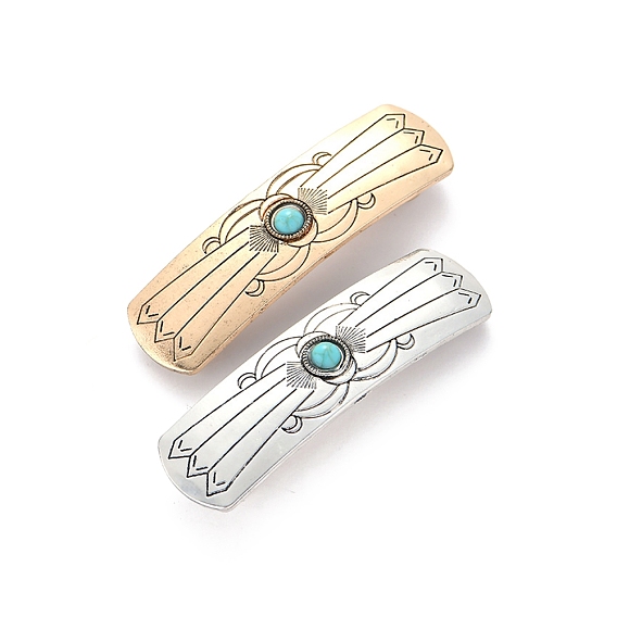 Застежка-молния из сплава, прямоугольные, с синтетическими бирюзовый