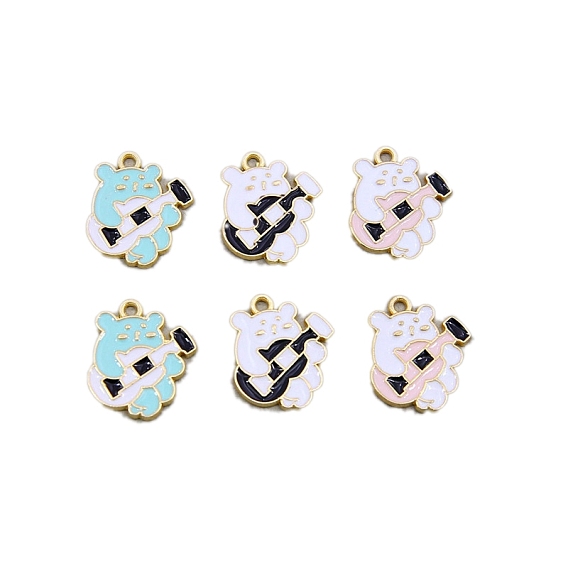 Подвески из эмали и сплава, панда с подвеской в виде гитары, золотой свет