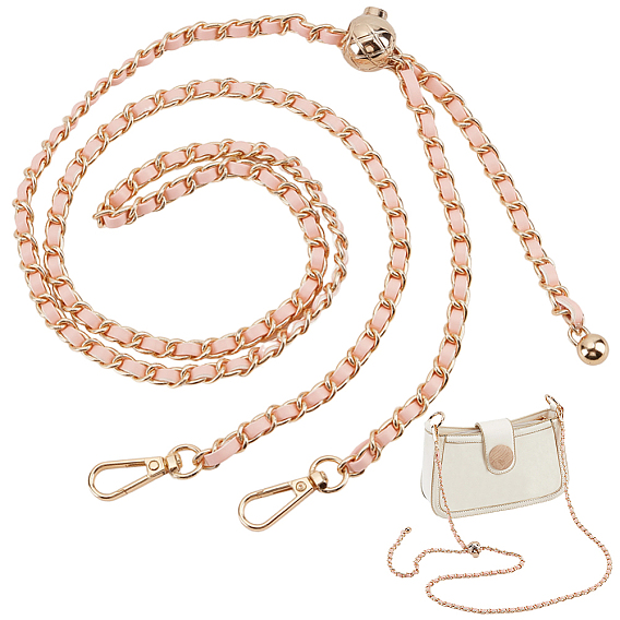 1цепочки для сумок, Железные бордюрные цепи, с поворотными застежками из сплава, искусственной кожей и мячом для переноса, для аксессуаров для замены сумок, золотой свет