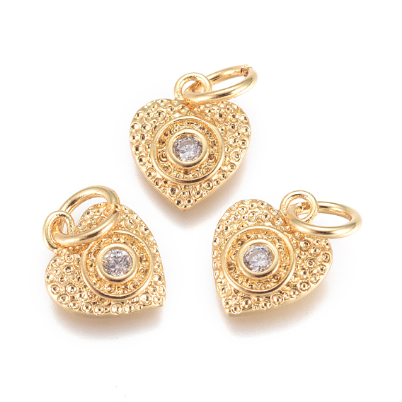 Латунные микро проложить кубического циркония прелести, с прыжковых колец, сердце, прозрачные