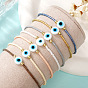 Glass Seed Beads Stretch Bracelets, Lampwork Evil Eye Jewelry for Women