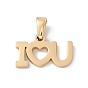 Valentine's Day 304 Stainless Steel Charms, Laser Cut, Word I LOVE YOU Charms