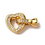Латунное микропейв, прозрачный кубический цирконий, складные застежки, без никеля , сердце