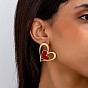 Серьги-гвоздики из цинкового сплава и акрила, сердце, золотые