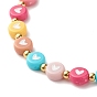 Bracelet extensible rond plat avec perles coeur pour femme, or