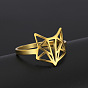 Hollow 304 Stainless Steel Finger Rings, Fox