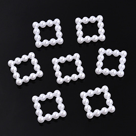 ABS Plastic Imitation Pearl Linking Rings, Square