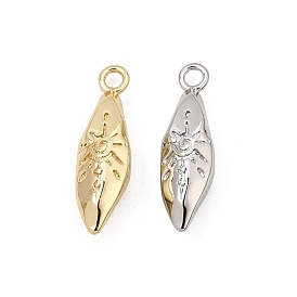 Brass Pendants, Leaf with Sun Charms