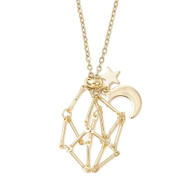 304 Нержавеющая сталь пустой мешочек макраме звезда луна кулон кабель цепь ожерелье изготовление