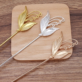 Iron Hair Stick Finding, with Alloy Leaf