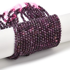 Natural Ruby Beads Strands, Round, Faceted