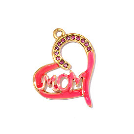 День матери 304 эмалированные подвески из нержавеющей стали, Сердце со словом мама-оберег, ионное покрытие (ip), долговечный, дреал 18к позолоченный
