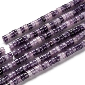 Natural Lepidolite/Purple Mica Stone Beads Strands, Heishi Beads, Flat Round/Disc