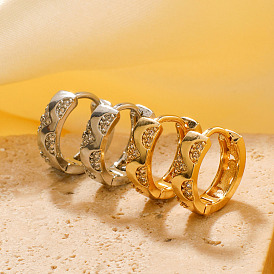 Латунные серьги обруча, со стразами, модно и мило, европейский и американский стиль