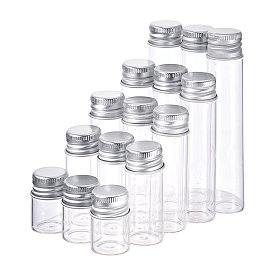 Glass Bottles, with Screw Aluminum Cap and Silicone Stopper, Empty Jar, Platinum