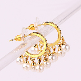 Chic Vintage Pearl Tassel Earrings with Designer Flair - Fashionable and Luxurious Ear Jewelry