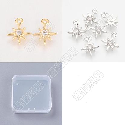 16Stück 2Farben Messing Zirkonia Charms, Stern