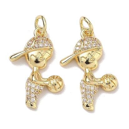 Латунные микропаве прозрачные подвески с фианитом, стойки покрытие, долговечный, без свинца и без кадмия, обаяние баскетболиста