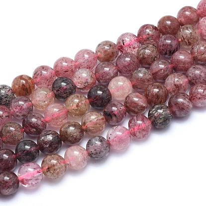 Natural Strawberry Quartz Strands, Round