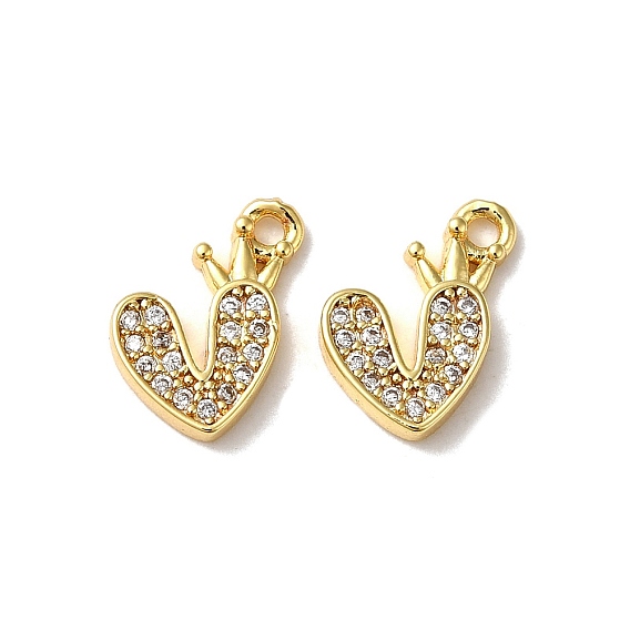 Brass Micro Pave Cubic Zirconia Pendants, Heart