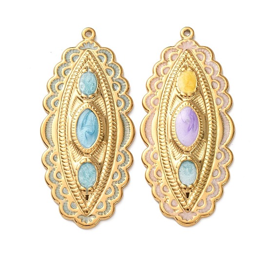 304 эмаль нержавеющей стали большие кулоны, овальные амулеты, золотые