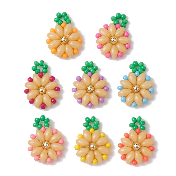 8шт 8 цвета бисер бисерные подвески, Подвеска цветок