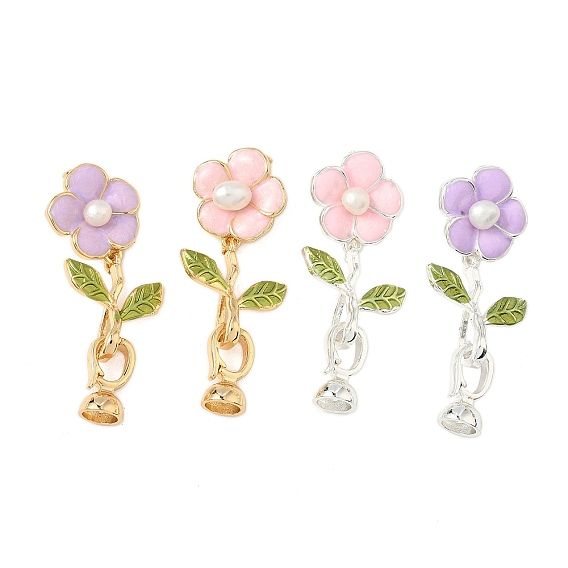 Застежки-бабочки из латуни с эмалью, с пресноводным жемчугом