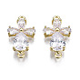 Brass Clear Cubic Zirconia Links Connectors, Flower