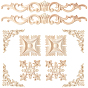Rubber Wood Flower Carved Corner Decor, Ornate Wall Accent for Home & Furniture Decoration